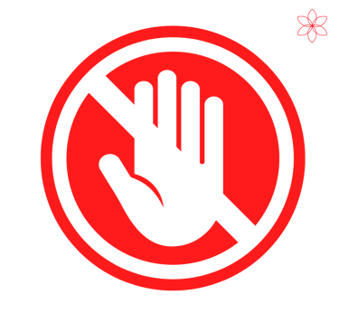 Red prohibition symbol, representing restriction on prohibited substances.
