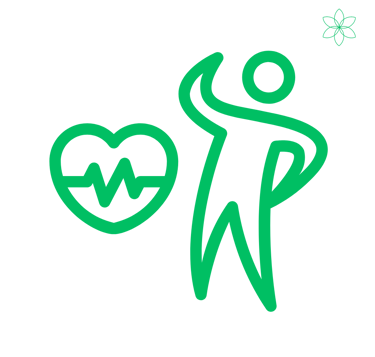 Icon of a person with a heart, symbolizing health and well-being.