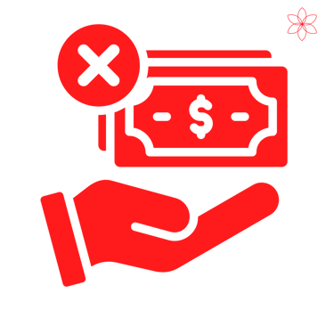 Hand holding money with an X, symbolizing restriction on misuse of funds.