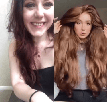 mujer de poco cabello y mujer con cabello denso y volumen