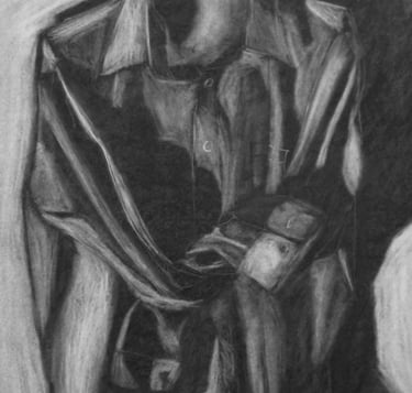 Tied Up, 2003, charcoal on paper, 16x20"