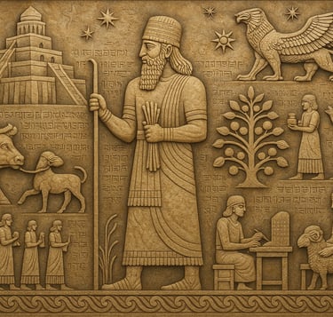 a stone relief of a man with a bird on his arm