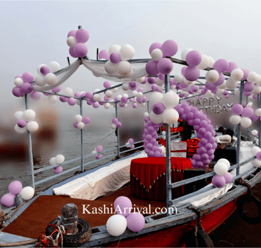 Standard Decorated Canopy (Light) Motor Boat for Elegant Celebration in Varanasi