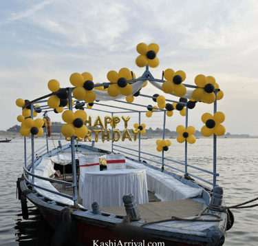 Basic Decorated Canopy (Light) Motor Boat for Simple Celebration in Varanasi