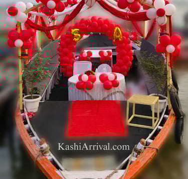 Premium Decorated Canopy (Light) Motor Boat for Grand Celebration in Varanasi