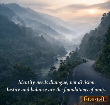 “पूर्वोत्तर भारत का पहाड़ी परिदृश्य — पहचान और सामाजिक संतुलन के विमर्श का प्रतीक”