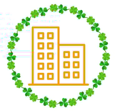 Building icon inside of clover border