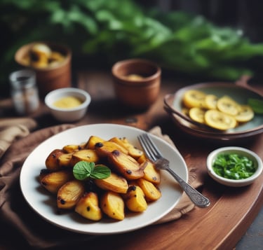 Prato caseiro com banana-da-terra cozida, polpa macia e dourada, pronta para consumo