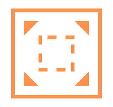a square shaped orange and white sign with the letter e