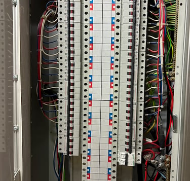 Electrician attending emergency callout job Commercial switchboard