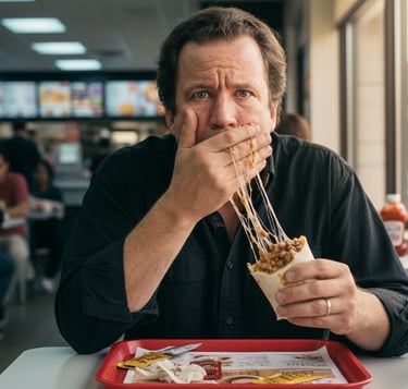 I'm eating a natto burrito. Looks good. It is not.