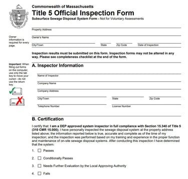 Title 5 Inspection Weston Massachusetts