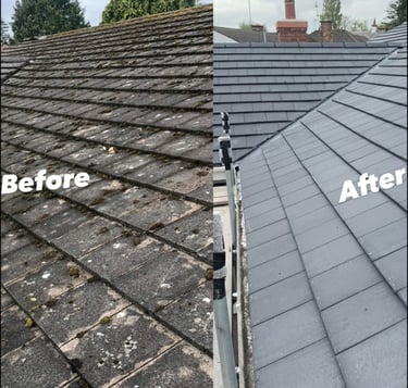 Before and after new slate roof