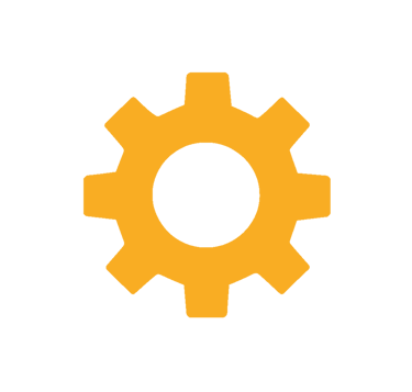 a yellow gearwheel with a black background