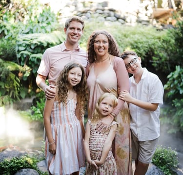 Natural family portrait at Umbul Sari Water Garden during a Bali family photography session