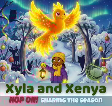 the book hop on! sharing the season a xyla and xenya adventure for the holidays