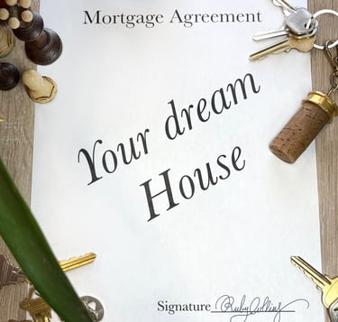 Example of a signature signing a mortgage agreement of your dream house