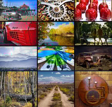 a collage of pictures of different genres. 