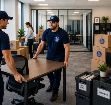 office movers packing equipment for a commercial relocation in Southern California