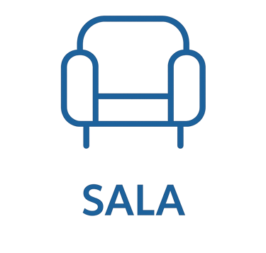 Ícono azul que representa la sala, imagen ilustrativa