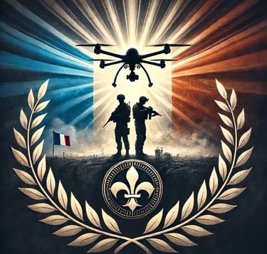 armée drones et drapeau français