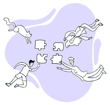 ilustracion de personas haciendo puzzle