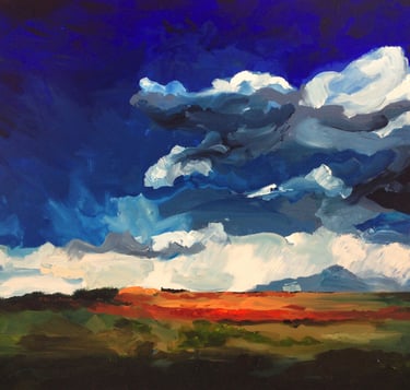 a painting of a painting of a sky with clouds