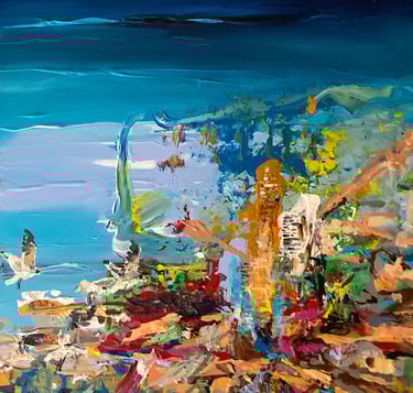 expressive painting of a seaside