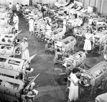 polio kids in iron lungs