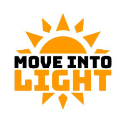 a logo for move into light