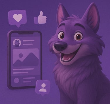Mascotte Alpha Digital – Illustration du service de gestion des réseaux sociaux