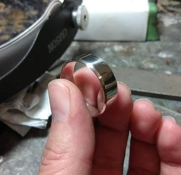 Polishing of handmade sterling silver wedding band ring