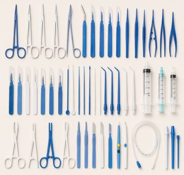 Sterile disposable medical instruments for single-use healthcare procedures