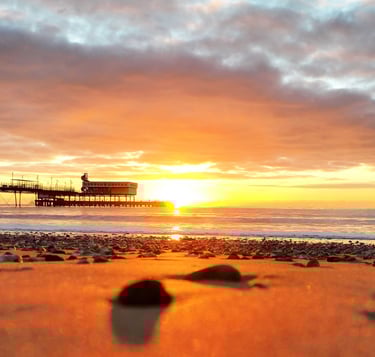 Drone Sandown Pier sunrise isle of wight