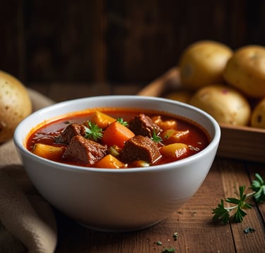 Goulash (Hungarian beef soup with paprika and vegetables)/Gulyás