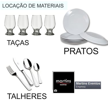 "Aluguel de pratos, taças e talheres em Artur Nogueira e Cosmópolis."