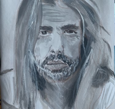 Icons - The late great Taylor Hawkins - gouache on canvas paper -15 x 21" 