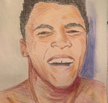 ICONS - The Greatest of All Time - watercolour pencil on paper - 30 x 41cm