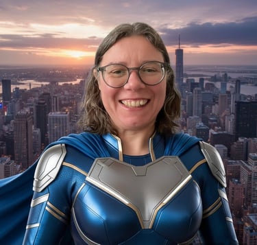 a woman in a blue costume with a cape - spangled cape - capel