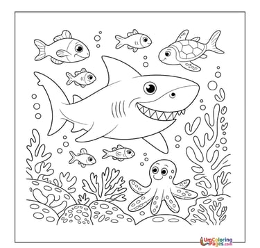 simple shark line art coloring page