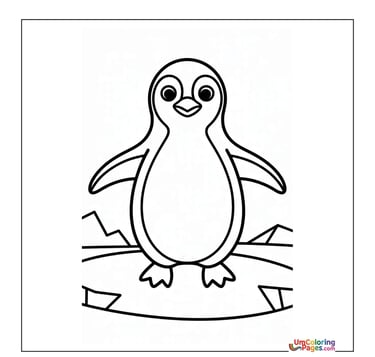 simple penguin line art coloring page