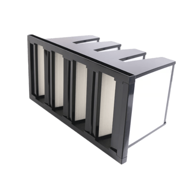 Compact V-bank filter for chemical facility air intake - ORGL