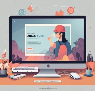 Close-up of vibrant branded social media graphics displayed on a digital tablet.