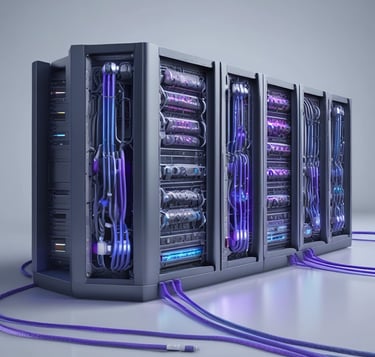 A friendly technician setting up network equipment in a bright office space.