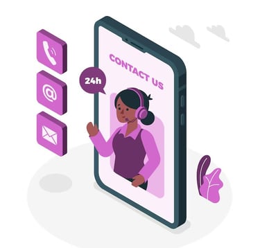 a woman in a headset with a phone phone