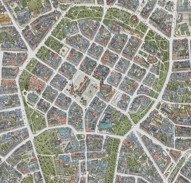 Hand-drawn city map of Kraków, Poland by deliaMAPS, bespoke cartography