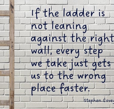 a ladder is shown with a quote