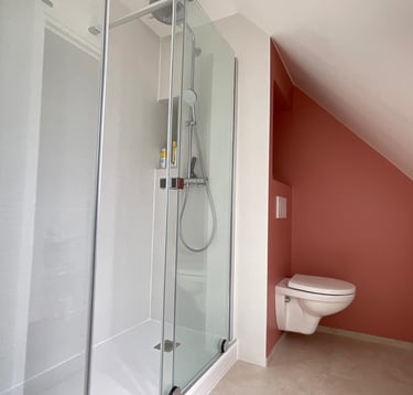 Rénovation salle de bain, travaux salle de bain, douche, WC suspendu Gouvernes 77
