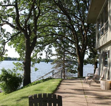 lakefront view from Giant Oak Cabin on Pelican Lake