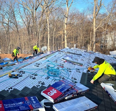 Happy homeowner after roof repair by EagleView Restoration.